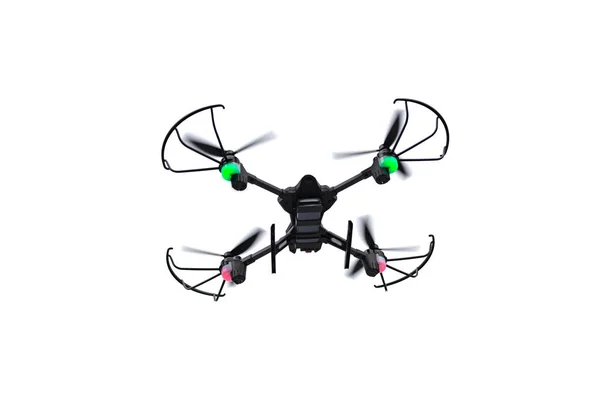 Vliegende drone van quadcopter geïsoleerd op witte achtergrond. — Stockfoto