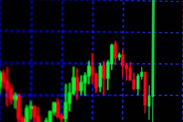 Grafico del bastone di candela con indicatore che mostra punto rialzista o — Foto Stock