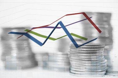 Madeni paralarla finansal graph grafiği, fina çift pozlama yığınları