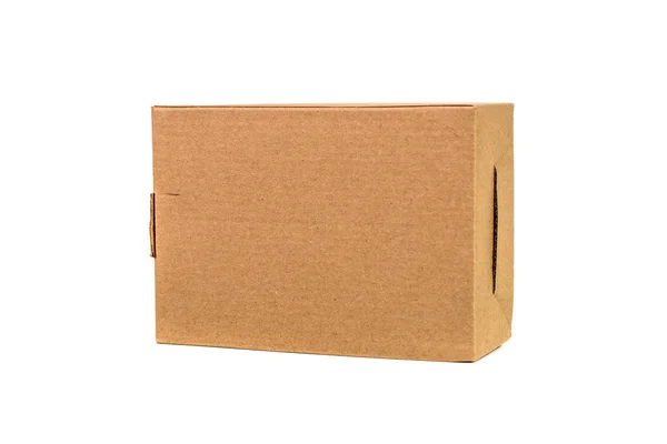 Brown tray or brown paper package or cardboard box isolated on w — Stock Photo, Image