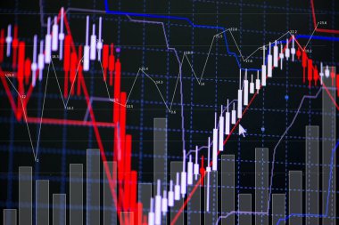Mum çubuk grafik grafik boğa noktası gösterilen gösterge ile veya