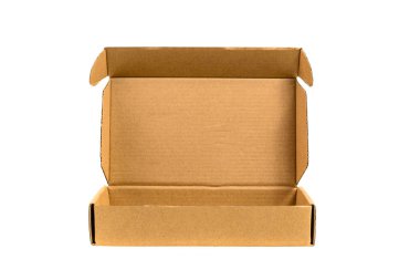 Kahverengi tepsi veya kahverengi kağıt paket ya da karton kutu ile izole