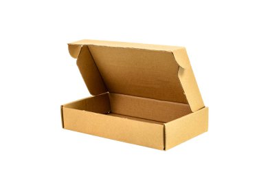 Kahverengi tepsi veya kahverengi kağıt paket ya da karton kutu ile izole