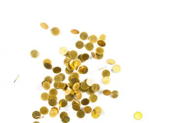 Sabit altın para üzerinde beyaz backg izole Üstten Görünüm