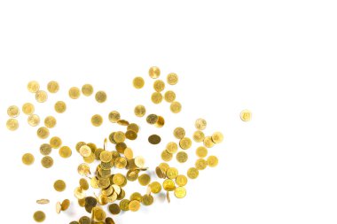 Sabit altın para üzerinde beyaz backg izole Üstten Görünüm