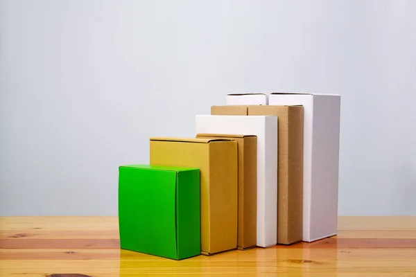 Group of cardboard box different color and size, pile of package — Stock Photo, Image