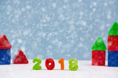 2018 renkli ahşap metin Noel de ile beyaz ahşap masa