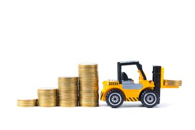 Mini forklift kamyon yığın sikke altın sikke adımlardan ile yükleme, 