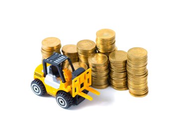 Mini forklift kamyon yığın sikke altın sikke adımlardan ile yükleme, 