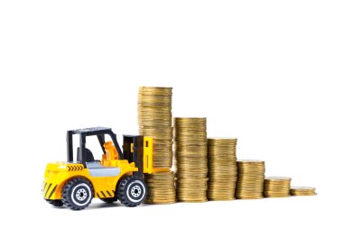Mini forklift kamyon yığın sikke altın sikke adımlardan ile yükleme, 