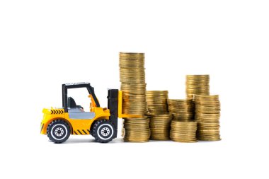 Mini forklift kamyon yığın sikke altın sikke adımlardan ile yükleme, 