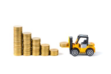 Mini forklift kamyon yığın sikke altın sikke adımlardan ile yükleme, 