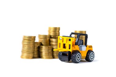 Mini forklift kamyon yığın sikke altın sikke adımlardan ile yükleme, 