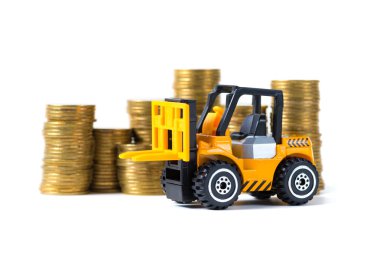 Mini forklift kamyon yığın sikke altın sikke adımlardan ile yükleme, 