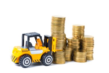 Mini forklift kamyon yığın sikke altın sikke adımlardan ile yükleme, 