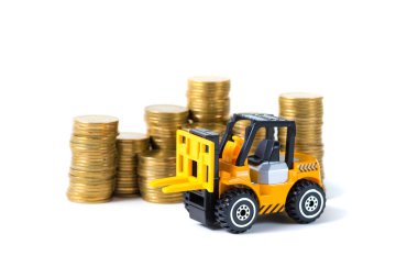 Mini forklift kamyon yığın sikke altın sikke adımlardan ile yükleme, 