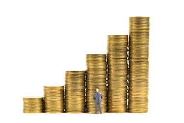 Şekil minyatür işadamı veya yığın ile duran küçük insanlar