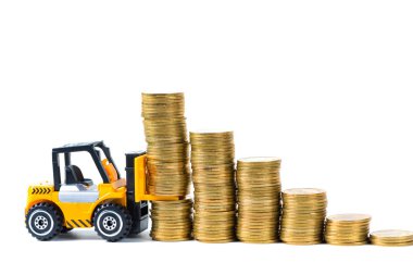 Mini forklift kamyon yığın sikke altın sikke adımlardan ile yükleme, 