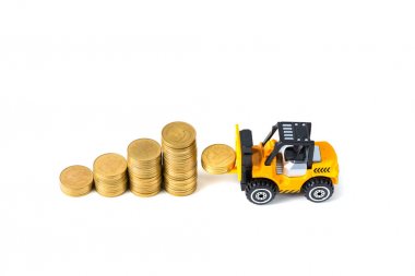 Mini forklift kamyon yığın sikke altın sikke adımlardan ile yükleme, 