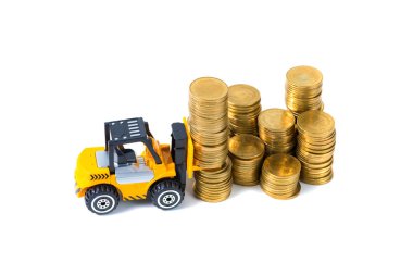 Mini forklift kamyon yığın sikke altın sikke adımlardan ile yükleme, 