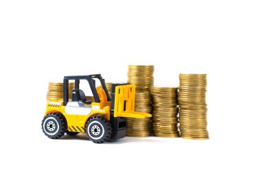 Mini forklift kamyon yığın sikke altın sikke adımlardan ile yükleme, 