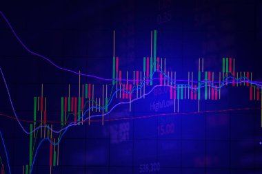 Mum çubuk grafik grafik boğa noktası gösterilen gösterge ile veya