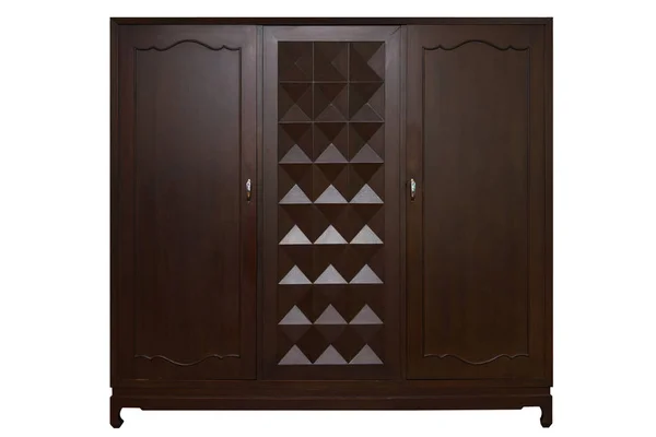Armário da vitrine dianteira ou armário porta de quadro de madeira e gavetas — Fotografia de Stock