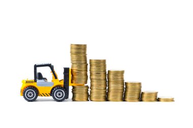 Mini forklift kamyon yığın sikke altın sikke adımlardan ile yükleme, 