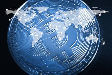 Bitcoin dijital para, bit-sikke anakart üzerinde veya elektronik