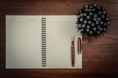 Dolma kalem veya tükenmez kalem defter kağıt ve küçük decoratio ile