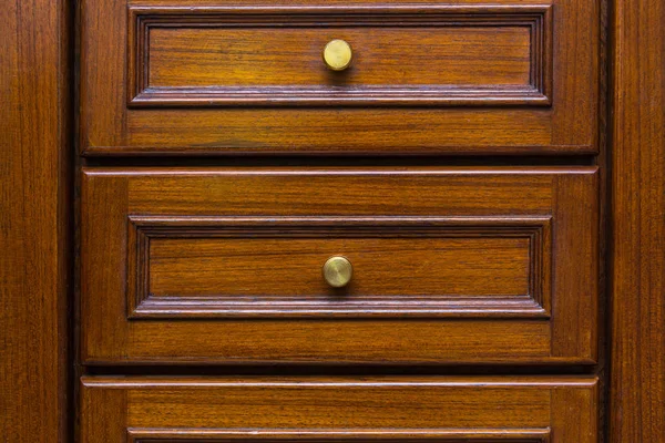 Front showcase cabinet or wardrobe wooden frame door and drawers — Stock Photo, Image