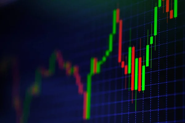 Gráfico de vara de vela gráfico com indicador mostrando ponto bullish ou — Fotografia de Stock