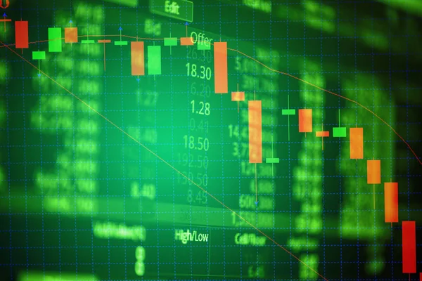 Gráfico de barra de vela con indicador que muestra el punto alcista o — Foto de Stock