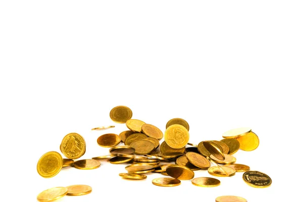 Movimento di caduta moneta d'oro, moneta volante, soldi della pioggia isolato — Foto Stock