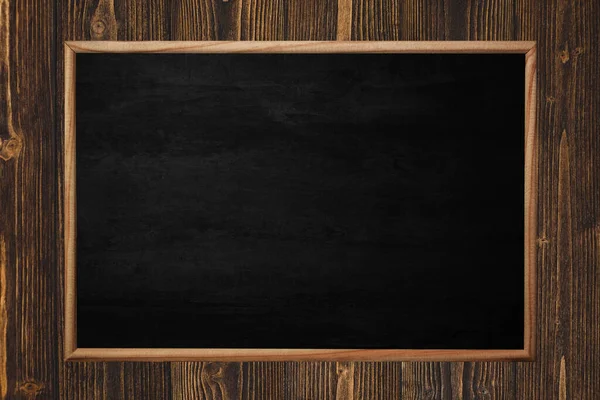 Abstracte Blackboard Schoolbord Met Frame Houten Achtergrond Lege Ruimte Voor — Stockfoto