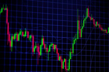 Mum sopa graph grafiği boğa noktası veya EUR'daki aşağı hareket noktası, borsa veya borsa ticaret, yatırım ve finansal kavramı fiyat trendi aşağı veya yukarı eğilim gösteren göstergesi ile. ince odak.
