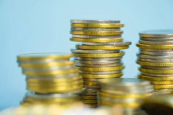 Montones Monedas Con Espacio Copia Para Idea Concepto Empresarial Financiero — Foto de Stock
