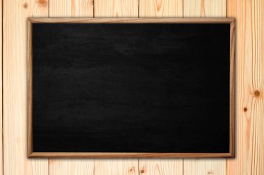 Soyut yazı tahtası veya kara tahta çerçeve ahşap arka plan ile. için boş alan eklemek metin.
