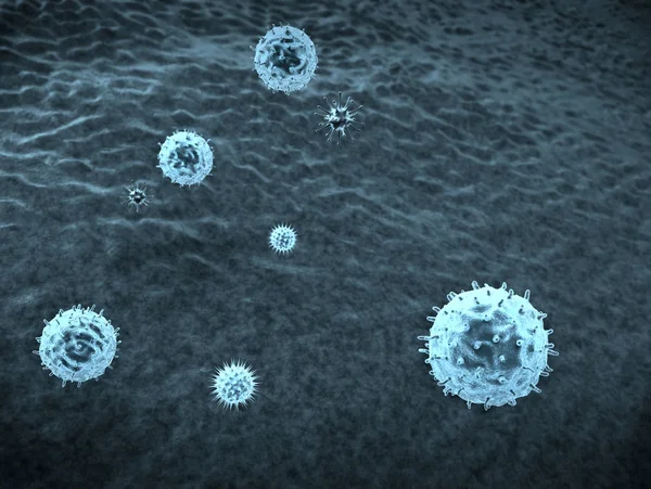 Лимфоциты и вирусы — стоковое фото