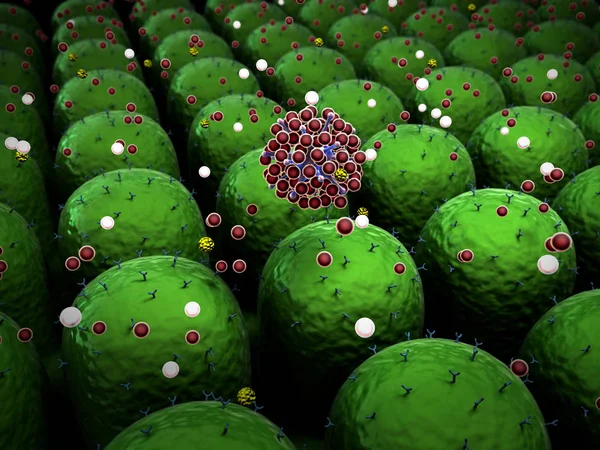 field of cells with receptors