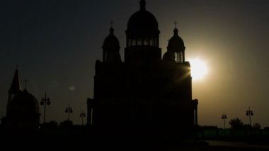 dawn, gün doğumu, Rus klişeleşmiş sembolleri, Hıristiyanlık kilise silüeti karşı kilise silüeti kilisede siluet