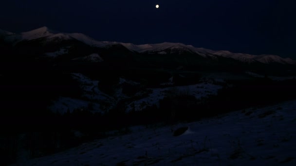 Idő Telik Reggel Hegység Time Lapse Napkelte Téli Hegyek Hold — Stock videók