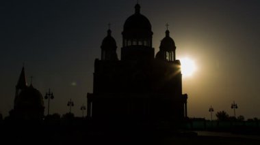 dawn, gün doğumu, Rus klişeleşmiş sembolleri, Hıristiyanlık kilise 4k silüeti karşı kilise silüeti kilisede