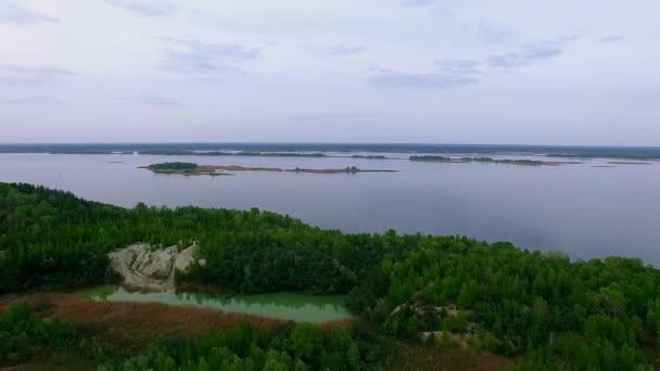Les Îles Fleuve Dniepr Dans Soirée Calme Nuageux Vue Aérienne — Video