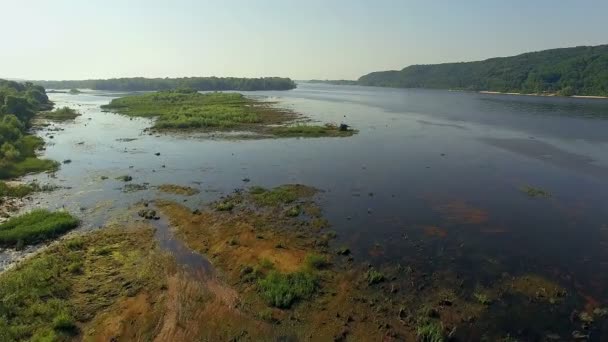 Aerial View River Islands Forest River Very High View River — Stock Video