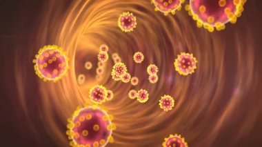 Kanda koronavirüs, orijinal dokularda yüksek kalite işleme ve küresel aydınlanma, kan damarlarının kasılması.