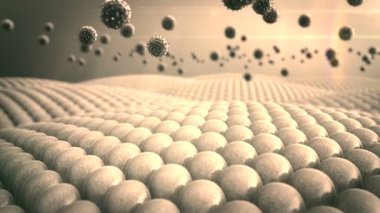 Coronavirus akciğer hücrelerine saldırır, makrofajlar hücrelere saldırır, virüsler hücrelere saldırır, insan bağışıklık sisteminin hareketi