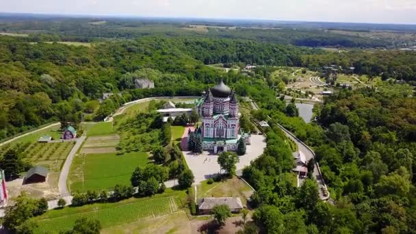 Luchtfoto Van Panteleimon Convent Feofania Panteleimon Klooster Kiev Luchtfoto Van — Stockvideo