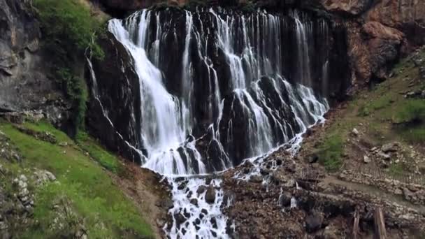 Flygfoto Över Aladaglar Nationalpark Vattenfall Vattenfall Aladaglar Nationalpark Turkiet Kapuzbasi — Stockvideo