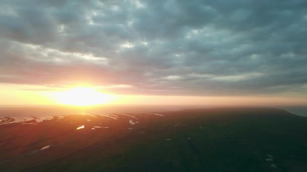 Aerial View Dawn Steppe Sunrise Prairie Aerial Top View Sunrise — Stock Video